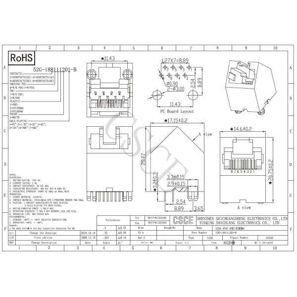 Ethernet 8P8C RJ45 Modular Jack, Unshielded Mini RJ45 Connector With Post