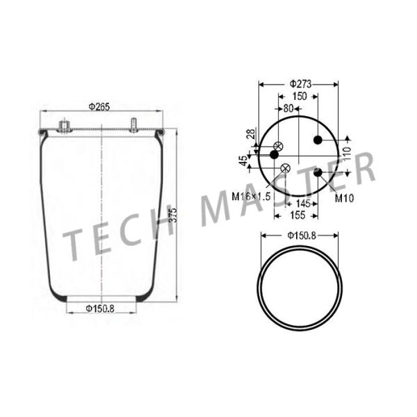 Amortiguaciones de aire con resorte del camión de la suspensión de la elevación de aire para el pedernal W01-M58-0777 de Goodyear 1R12-710