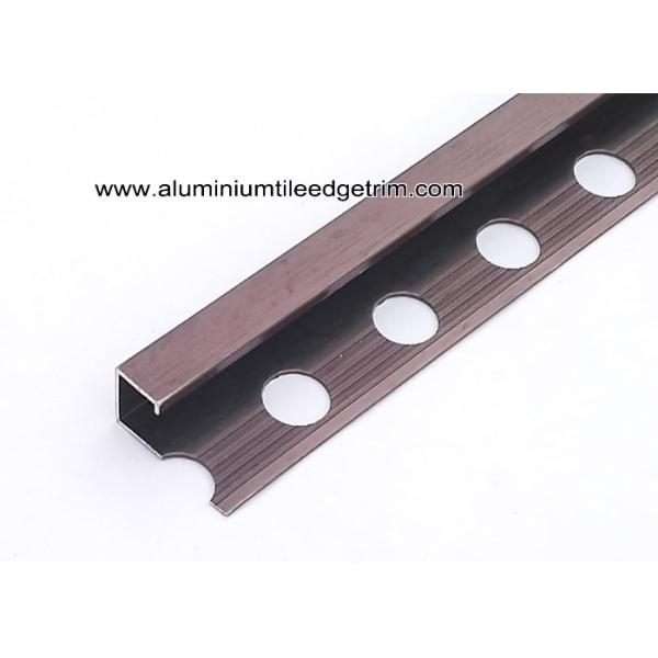 Flat Edge Aluminium Bathroom External Corner Tile Trim With Brushed Brown