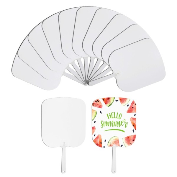 Summer Promotional Items Double-Sides Printing Blank PET Plastic Sublimation Hand Fans