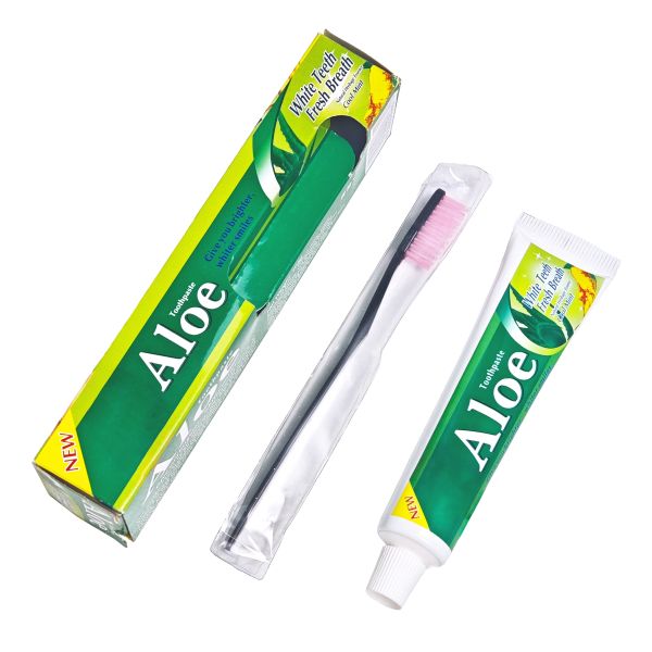Custom Aloe Vera Teeth Whitening Toothpaste Set Removes Plaque Prevents Cavities Contains Antibacterial Herbal Toothpaste