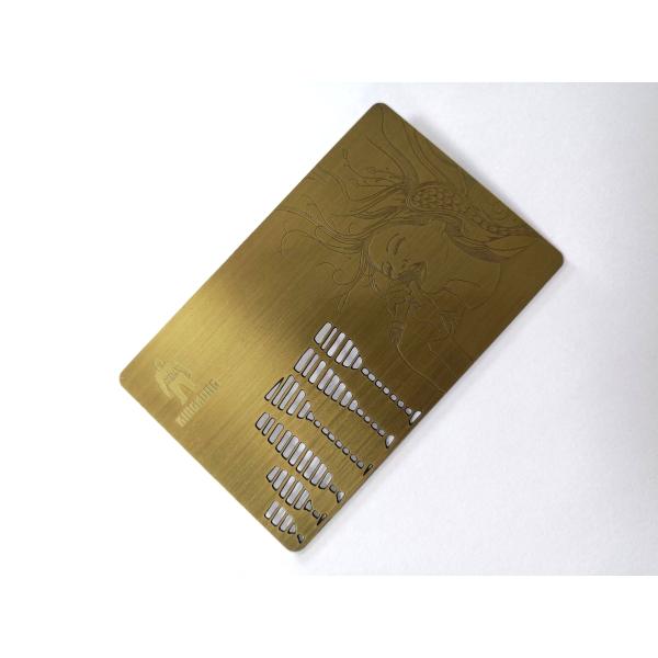 Ancient Brass Material Metal Business Cards With Engraved Picture / Ccustom Metal Membership Cards