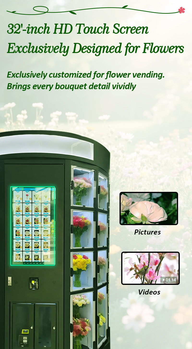 Flower Vending Machine for 24/7 Retail with Elegant Semi-Circle Locker Design
