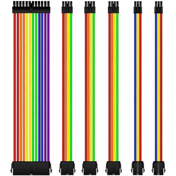 High Quality Insulation Sleeving Wiring Harness PET Braided Cable Sleeve Extension Power Supply Cable Kit 18AWG ATX 1*24pin  Set