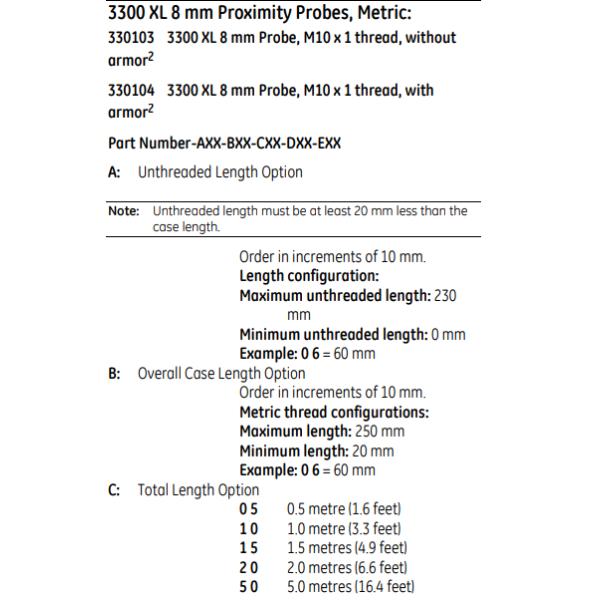 330103-00-05-10-01-00 Bently Nevada Proximity Probe 3300 XL 8 мм.