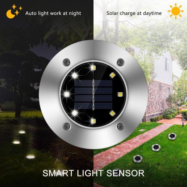 Solar Ground Lights, 8 LED Inground Solar Lights, Solar Powered Garden Lights for Outdoor Pathway Lawn Yard Patio Walkway
