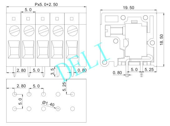 PCB Mount Screw Terminal Block Connector 5.0mm 7.5 Pitch DL105R-XX-5.0/7.5
