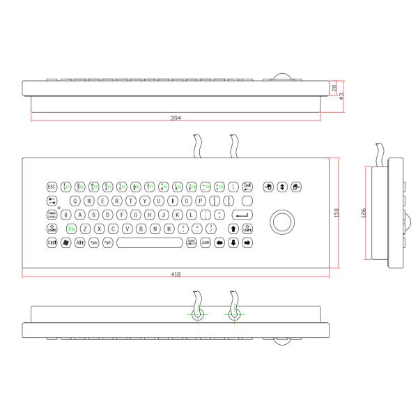 Stainless Steel 68 Key Keyboard , Ip67 Waterproof Computer Keyboard