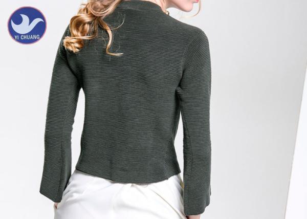 Charm Crop Top Womens Knit Pullover Sweater Lady  Three Quarter Sleeves Short Turtle Neck