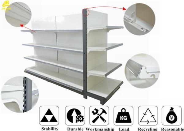 Customized Size Supermarket Metal Shelving , 4 Layer Metal Gondola Shelving