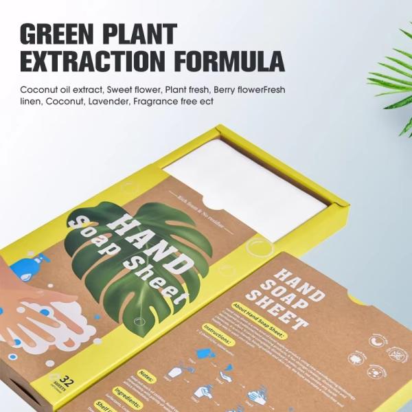 Hojas portátiles de jabón para manos de plástico libre de plástico ecológico y papel de jabón para lavado de manos