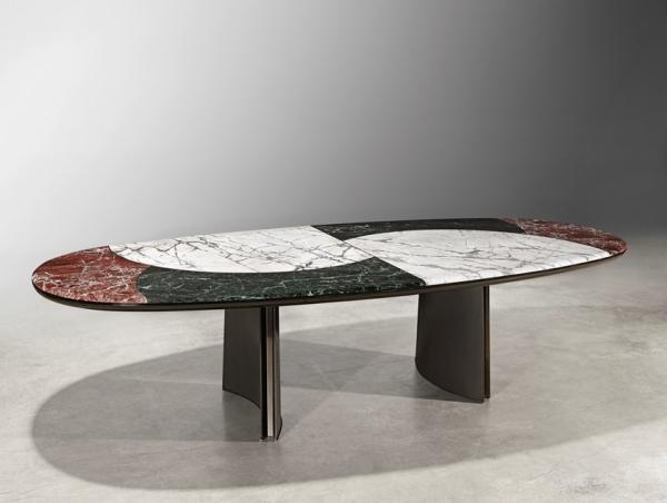 JASON Modern Dining Room Tables With Unique Oval Marble Top Composed