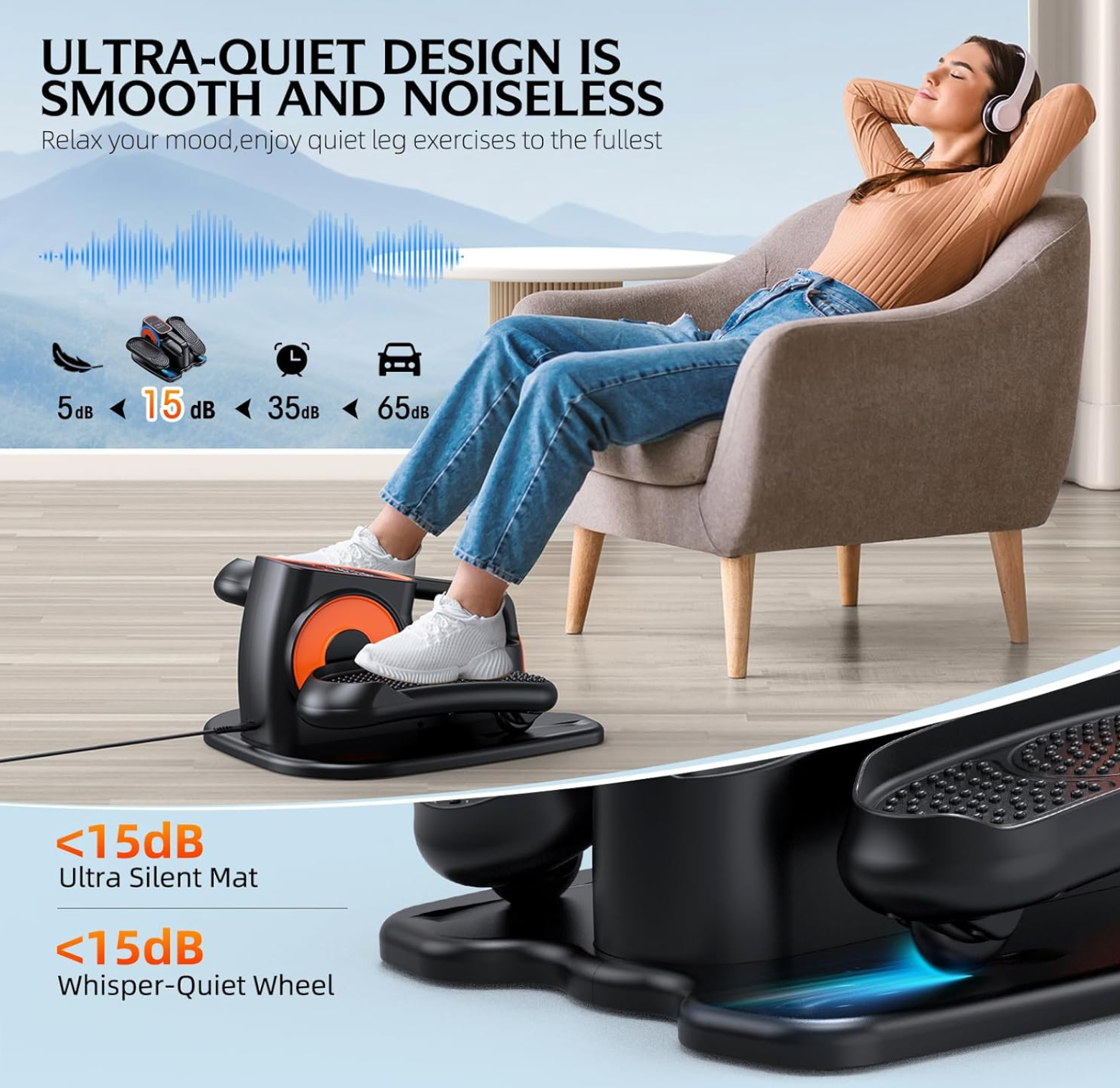 Under Desk Mini Elliptical Trainer |Rehab Pedal Exerciser with Remote