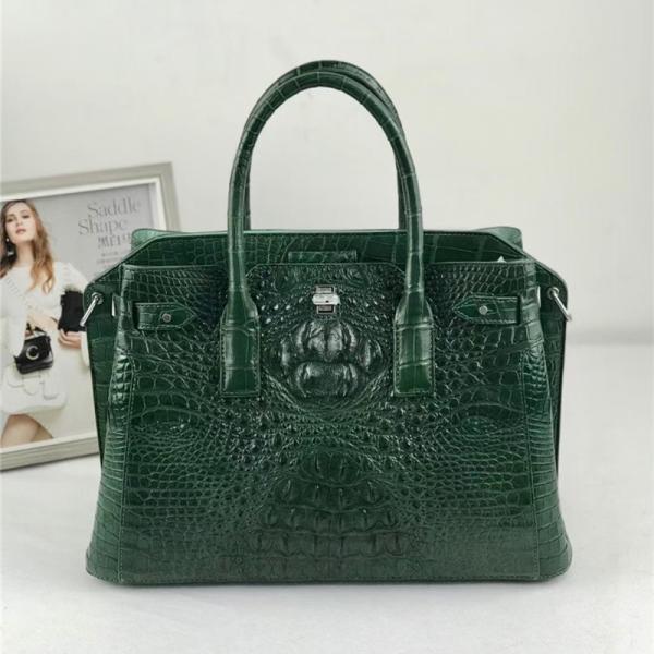 Authentic Crocodile Leather Women Top-handle Handbag Female Large Shoulder Bag Genuine Alligator Skin OL Lady Work Purse