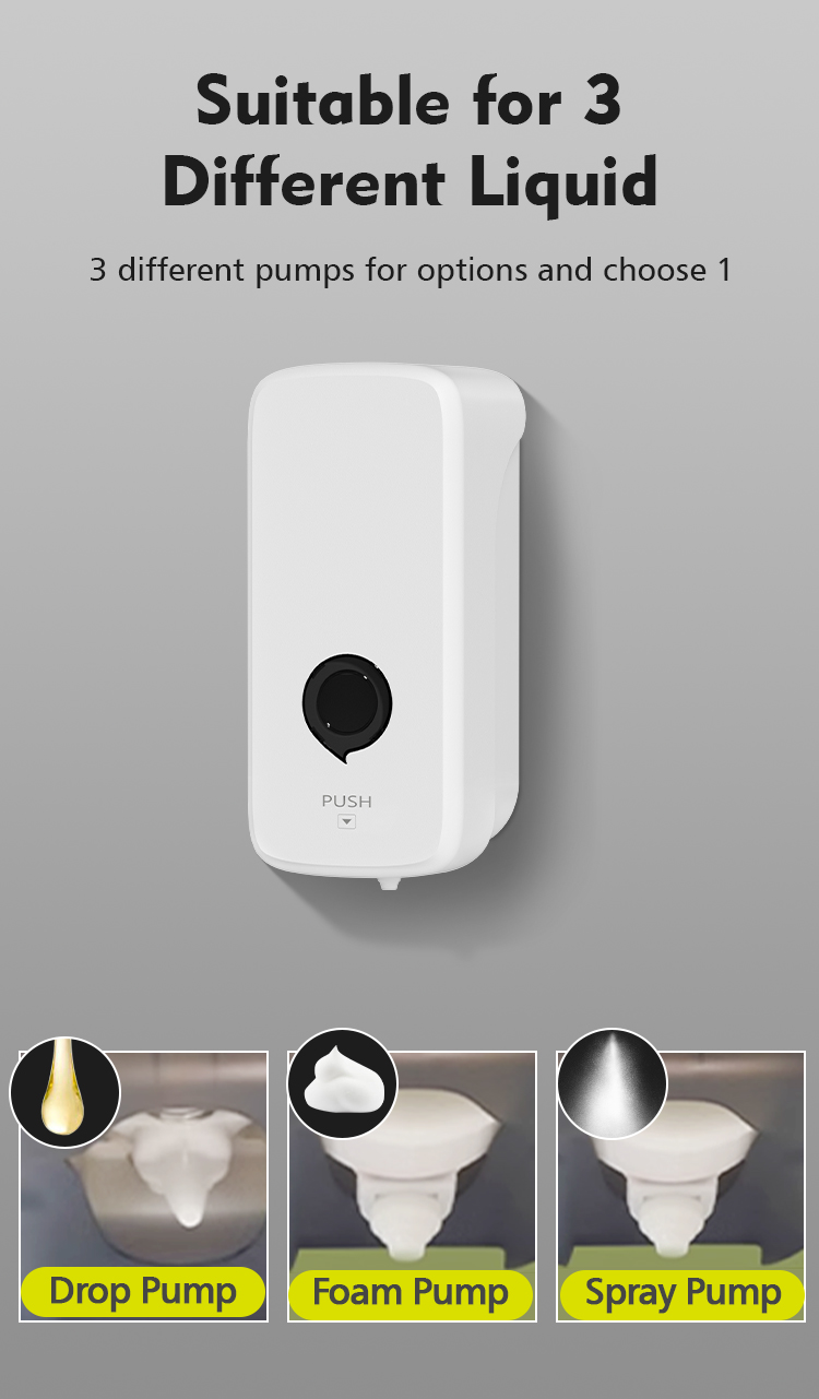 Manual Black And White Wall Mounted Soap Dispenser For Bathrooms And Kitchens