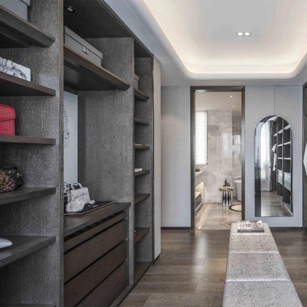 Modern Glass Door Wooden Walk In Closet Wardrobe Bedroom Furniture
