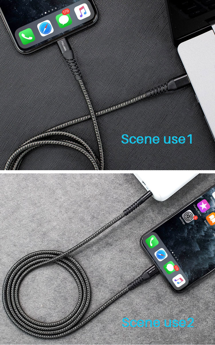 3A PD18W Type C To Lightning Cable Nylon Braded For Apple IPhone IPad MacBook