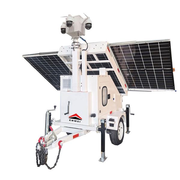 Quick Use Solar Powered Panels Camera Security Trailer For Construction Site Monitoring