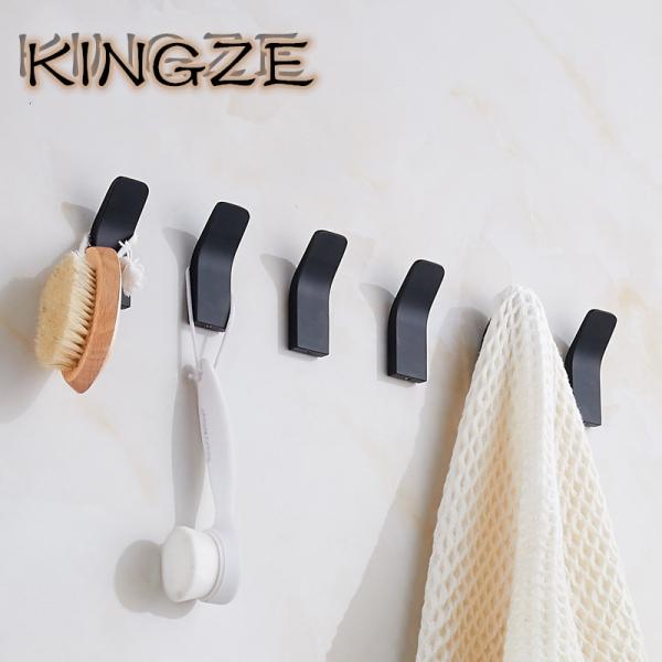 Commercial Bathroom Towel Rack  Stick On Wall Black Adhesive Hooks Easy Install