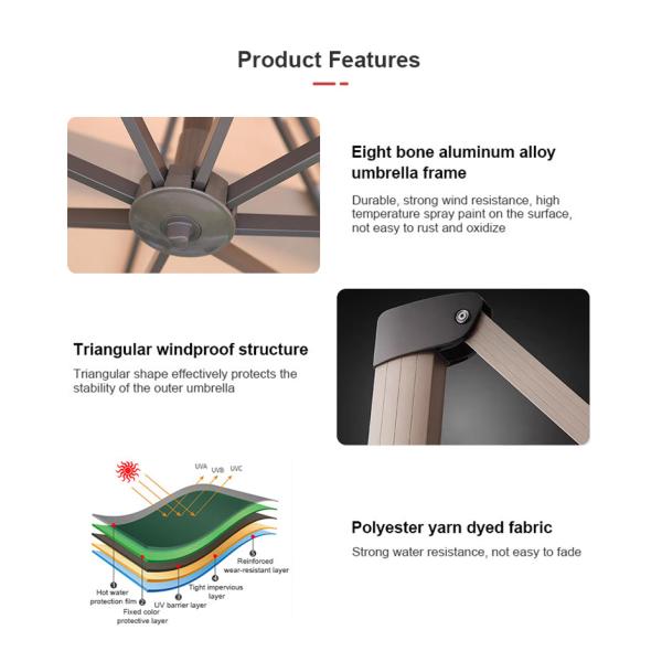 360 Degree Rotating Offset Patio Umbrella with LED Light Your Garden's Ideal Choice