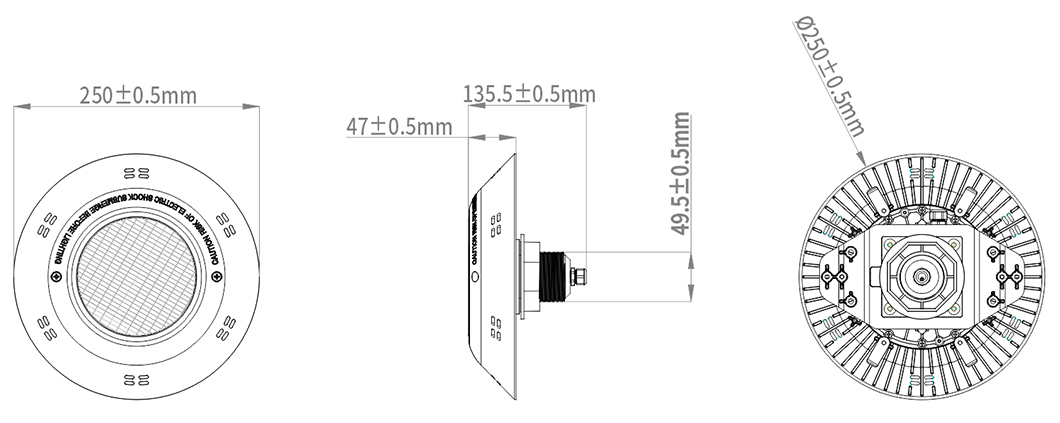 Управление AC12V ROHS переключателя светов бассейна VDE 12W 250LM Rgb