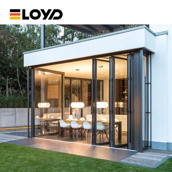 Waterproof Double Glass Aluminum Sliding Patio Doors Bi Fold French Doors Hurricanproof