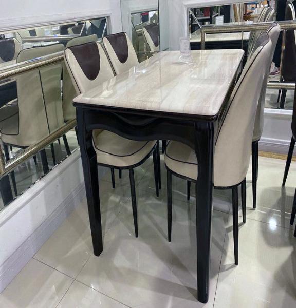 Scratch Resistant Artificial Marble Top Dining Table Set