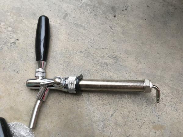 Beer tap faucet with long shank threads used in kegerator keg cooler, bar hotel beer tower