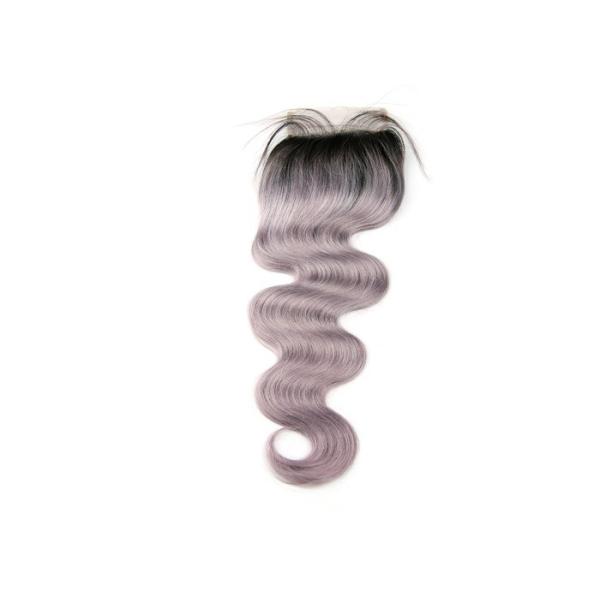 Body Wave Human Hair Lace Closure Grey Color 4 Inch By 4 Inch Lace Size Swiss Lace Free Part