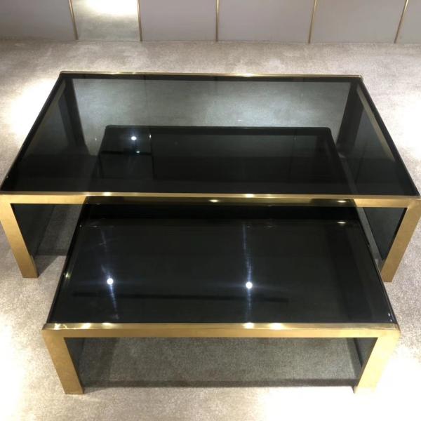 Vintage Rectangular Wooden Coffee Table Luxury Modern Furnitures Fancy Gold Brass Metal Wire