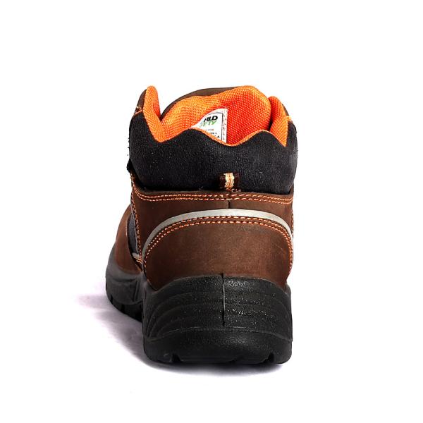Shengjie Dark Brown Cow Leather Oil Acid Resistant Rubber Sole Safety Boots Steel Toe Anti Puncture Safety Shoes