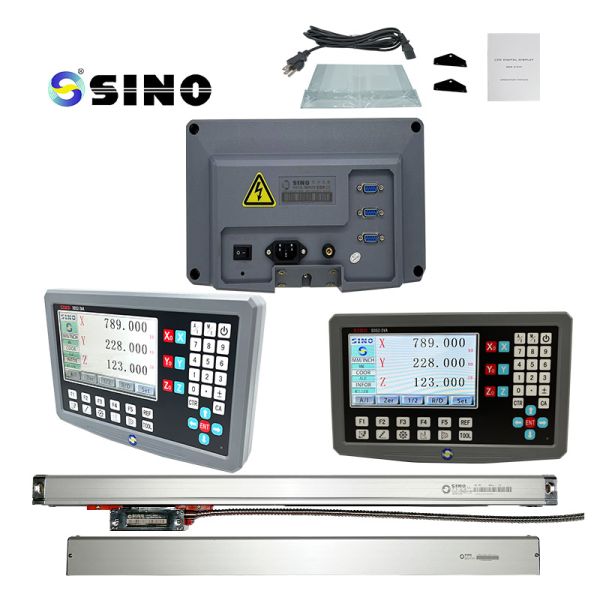 SINO SDS2-3V 3-Axis Digital Readout DRO Kit with High Precision Glass Scale for Lathe Milling Machine IP67 Protection