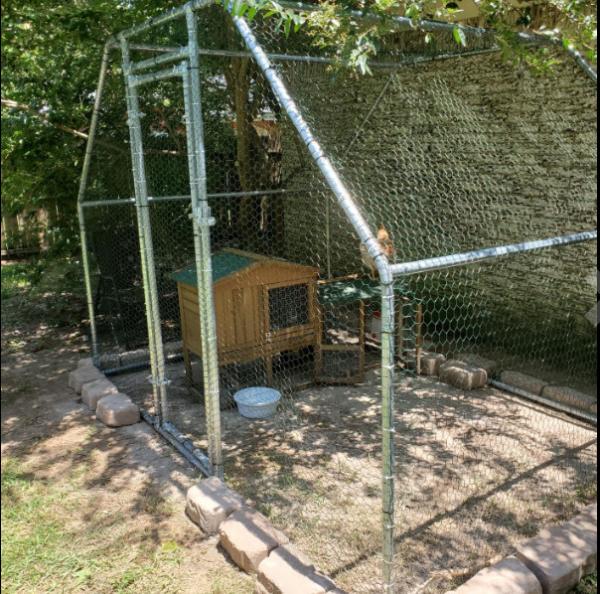 Metal Chicken Coop with Run Walk in Chicken Cage Poultry Habitat Supplies with Waterproof and Anti-Ultraviolet Cover