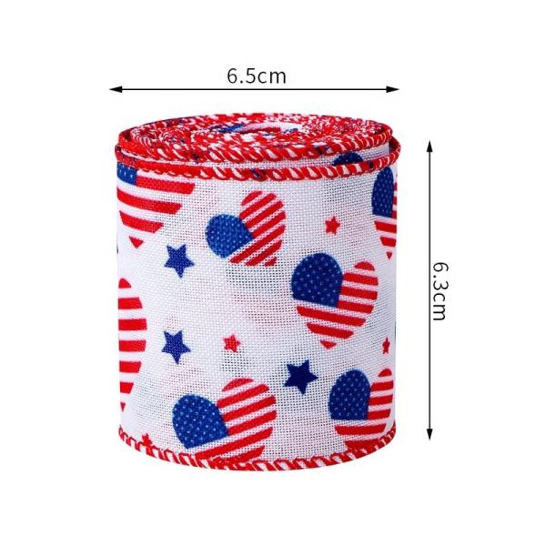 Dia da Independência dos Estados Unidos fita de borracha 2-1/2 Fita de borda de arame com desenho da bandeira da estrela