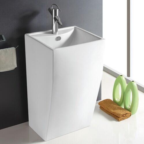 Fixing to Wall with Back Bathroom Sanitary Ware Ceramic Standing Pedestal Sinks Wash Basin