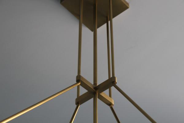 American Style Fulcrum Linear Brass Chandelier with Vintage Brass Finish 48.2 kg