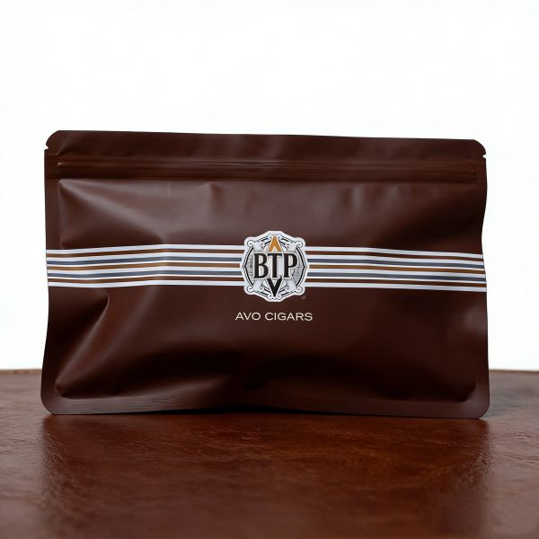 Custom Printed Heat Seal Food Grade Cigar Packaging Pouch Moisture Proof Resealable Three Side Sealed Bag for Premium Cigars