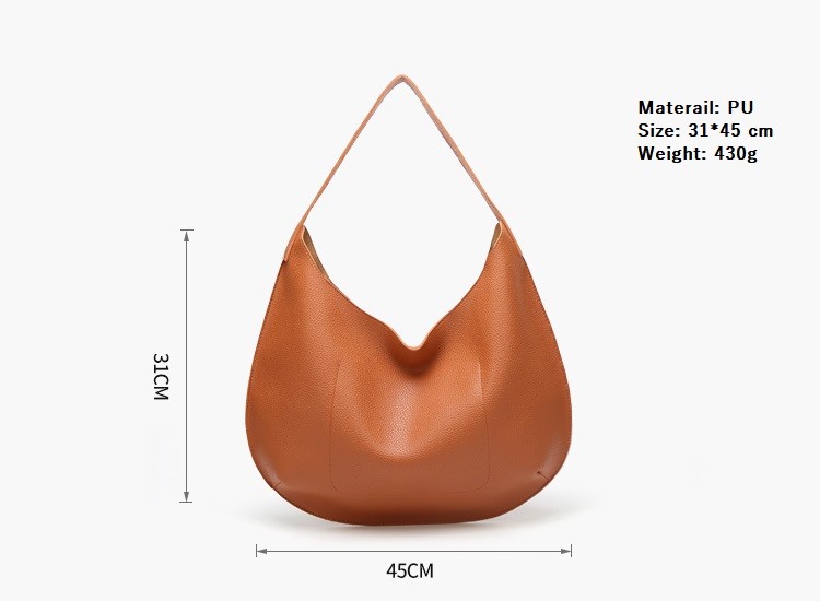 Faux зерна дам Брауна 45cm Hobo полного кожаный мягкий морщит взаимное тело