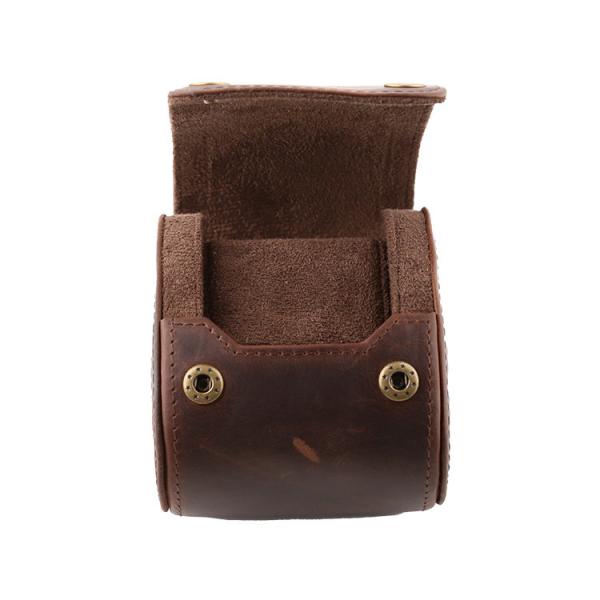 Vegan Real Leather Single Watch Winder Box Display Holder One Slot Watch Case Roll With Suede Interior