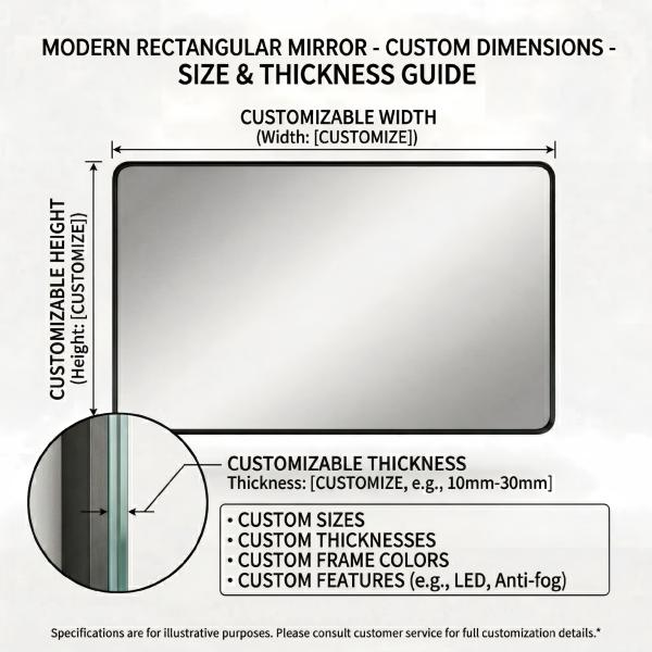 Kingstin Custom LED Bathroom Mirror Aluminum Frame Anti-Fog 3-Color RGB Wall Vanity Mirror
