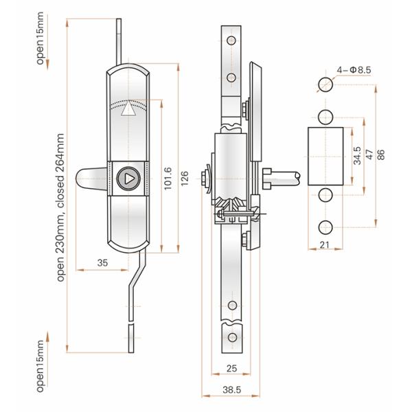 Zinc Alloy Dust Cover Rod Control Lock Corrosion Resistance For Electrical Cabinets