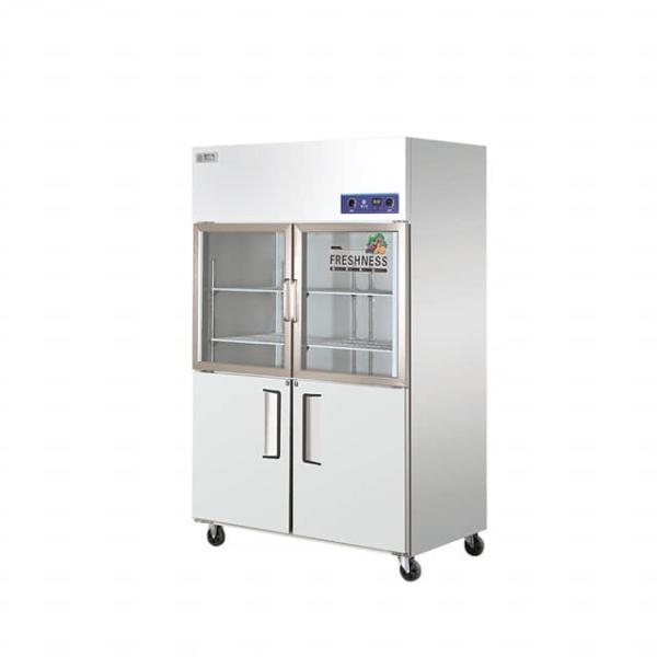 Double Glass Door Display Freezer Stainless Steel 4 Door Commercial