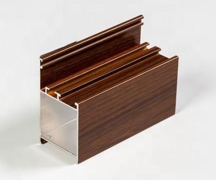 6063 Aluminium Vertical Aluminum Window Profiles , Wood Grain Surface Treatment