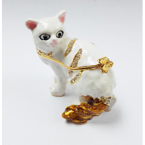 New product animal cat Metal Crystal Rhinestone Jewelry Box Trinket Box
