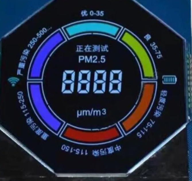 3.0V Negative Transmissive Custom Segment LCD Display with Metal Pin Connection