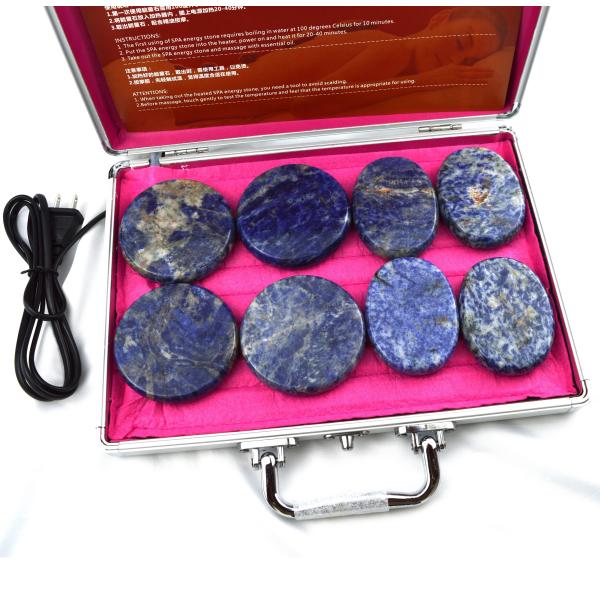 Personal Health Care Blue Soddlite 8pcs Massage Stone in Aluminum Heating Box with Heat Massage Energy Stones