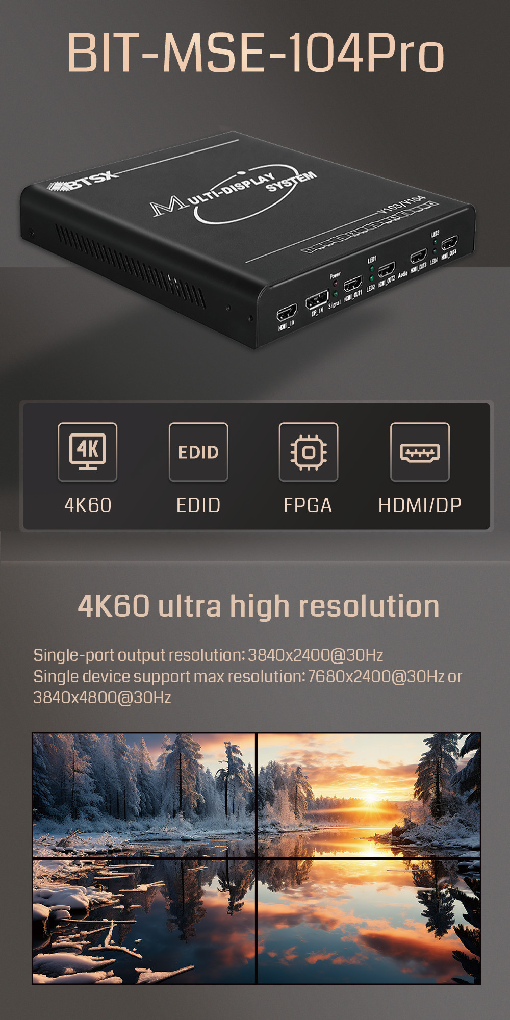 Процессор HDMI 1x4 2x4 1x8 4K видеостенный контроллер