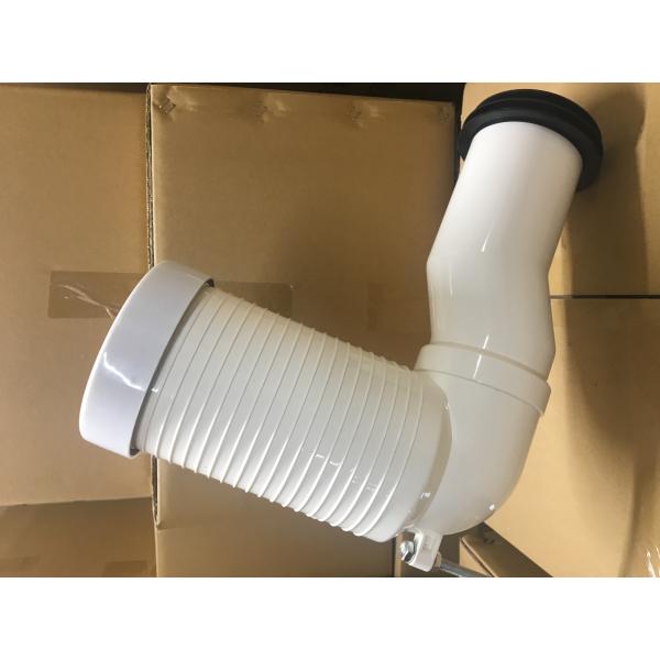 Bent White PVC Toilet Drain Pipe Connector With Screw / Nut / Iron Plate