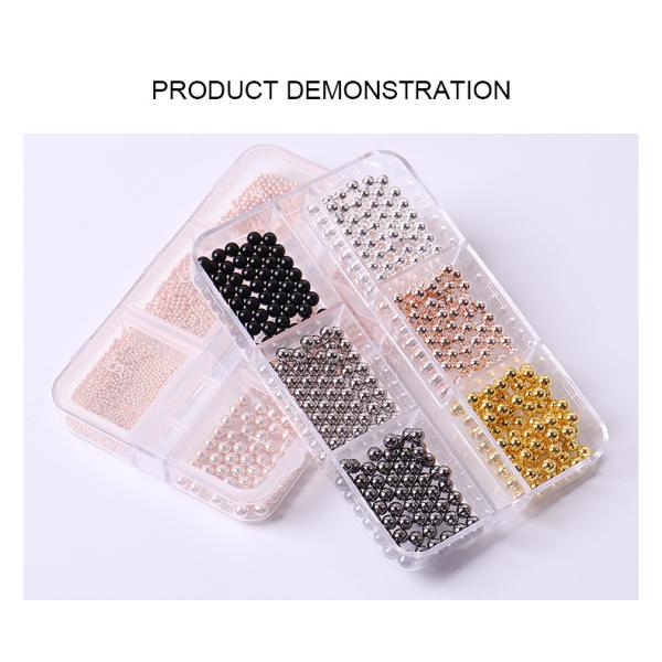 Steel Balls 3D Nail Art Decorations 6 Grid Mixed Metal Round Bead Nail Charms in Bulk