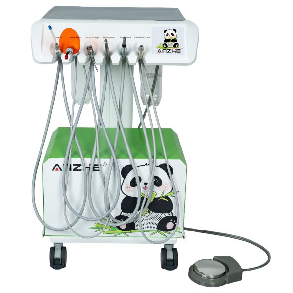 Portable Veterinary Dental Unit with Silent Oil Free Air Compressor Compact Veterinary Dental Workstation with Ultrasonic Scaler LED Curing Light and Suction System for Animal Dental Clinic